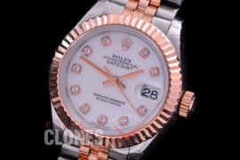 R28DJTR-411J BP Datejust 28mm Ladies 279171 SS/RG Fluted/Jubilee White Diamonds Eta 2671