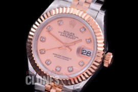 R28DJTR-414J BP Datejust 28mm Ladies 279171 SS/RG Fluted/Jubilee Rose Gold Diamonds Eta 2671