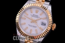 R28DJT-401J BP Datejust 28mm Ladies 279173 SS/YG Fluted/Jubilee White Sticks Eta 2671