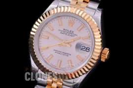 R28DJT-400J BP Datejust 28mm Ladies 279173 SS/YG Fluted/Jubilee Silver Sticks Eta 2671