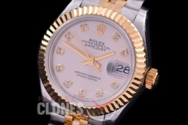 R28DJT-410J BP Datejust 28mm Ladies 279173 SS/YG Fluted/Jubilee Silver Diamonds Eta 2671