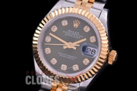 R28DJT-416J BP Datejust 28mm Ladies 279173 SS/YG Fluted/Jubilee Green Diamonds Eta 2671