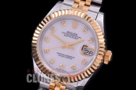 R28DJT-417J BP Datejust 28mm Ladies 279173 SS/YG Fluted/Jubilee MOP White Diamonds Eta 2671