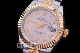 R28DJT-420J BP Datejust 28mm Ladies 279173 SS/YG Fluted/Jubilee Silver Roman Eta 2671