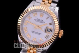 R28DJT-427J BP Datejust 28mm Ladies 279173 SS/YG Fluted/Jubilee MOP White Roman Eta 2671