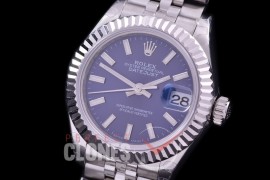 R28DJS-404J BP Datejust 28mm Ladies 279174 SS/SS Fluted/Jubilee Blue Sticks Eta 2671