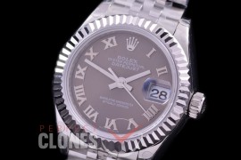 R28DJS-423J BP Datejust 28mm Ladies 279174 SS/SS Fluted/Jubilee Dark Rhodium Grey Roman Eta 2671