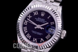 R28DJS-422J BP Datejust 28mm Ladies 279174 SS/SS Fluted/Jubilee Black Roman Eta 2671