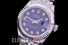 R28DJS-414J BP Datejust 28mm Ladies 279174 SS/SS Fluted/Jubilee Blue Diamonds Eta 2671