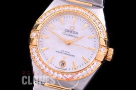 0 OMCON-29-126D Constellation Automatic Date 29mm SS/YG MOP White Sticks Eta 2688 Mod to Calibre 8700