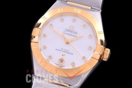 0 OMCON-29-136 Constellation Automatic Date 29mm SS/YG White Dial Eta 2688 Mod to Calibre 8700