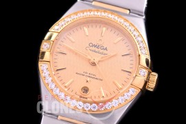 0 OMCON-29-123D Constellation Automatic Date 29mm SS/YG Gold Sticks Eta 2688 Mod to Calibre 8700