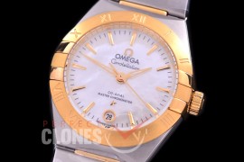 0 OMCON-29-126 Constellation Automatic Date 29mm SS/YG MOP White Sticks Eta 2688 Mod to Calibre 8700