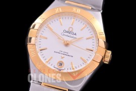 0 OMCON-29-121 Constellation Automatic Date 29mm SS/YG White Sticks Eta 2688 Mod to Calibre 8700