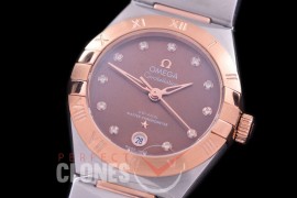 0 OMCON-29-155 Constellation Automatic Date 29mm SS/RG Brown Dial Eta 2688 Mod to Calibre 8700