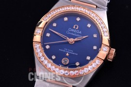 0 OMCON-29-154 Constellation Automatic Date 29mm SS/RG Blue Dial Eta 2688 Mod to Calibre 8700