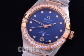 0 OMCON-29-154 Constellation Automatic Date 29mm SS/RG Blue Dial Eta 2688 Mod to Calibre 8700
