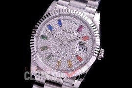 R36DDS-141 BP 128239RBR 2020 DayDate SS/SS Fluted/President Diamond Crested Rainbow Baguette A-2836