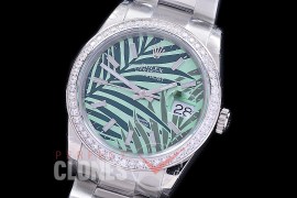 R36DJS-586Z BP Datejust 36 126234 SS/SS Diam/Oyster 2021 Green Palm Motif Sticks A-2824