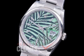 R36DJS-586S BP Datejust 36 126234 SS/SS Smooth/Oyster 2021 Green Palm Motif Sticks A-2824