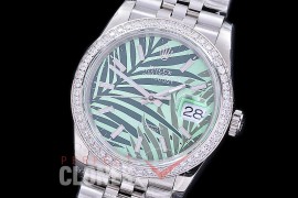 R36DJS-536Z BP Datejust 36 126234 SS/SS Diam/Jubilee 2021 Green Palm Motif Sticks A-2824