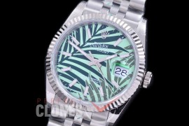 R36DJS-536 BP Datejust 36 126234 SS/SS Fluted/Jubilee 2021 Green Palm Motif Sticks A-2824