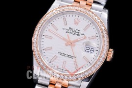 R36DJTR-541Y BP Datejust 36 126231 SS/RG Diam/Jubilee 2021 White Fluted Sticks A-2824