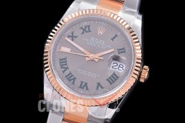 R36DJTR-581 BP Datejust 36 126231 SS/RG Fluted/Oyster 2021 Grey/Green Roman A-2824