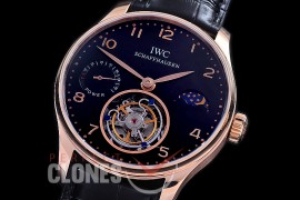 0 IWPTB00042 Portugese Tourbillon Handwind RG/LE Black Asian Flying Man Tourbillon