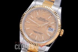 R36DJT-598 BP Datejust 36 126233 SS/YG Fluted/Oyster 2021 Gold Palm Sticks A-2824