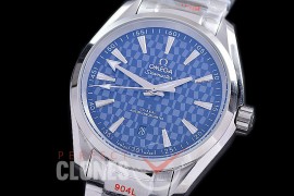 OMAT41-908 Aqua Terra Date Automtaic SS/SS Blue Checkered A-2813 