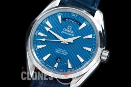 0 0 OMAT41DD-203L Aqua Terra Day/Date Automtaic SS/LE Blue A-2836/8602 Mod