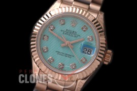 R28DJR-603 279175 Datejust Ladies 28mm Fluted/President RG/RG Blue Diamond ETA 2671