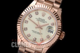 R28DJR-602 279175 Datejust Ladies 28mm Fluted/President RG/RG Metalic Yellow Roman ETA 2671