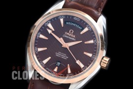0 0 OMAT41DD-213L Aqua Terra Day/Date Automtaic SS/RG/LE Brown A-2836/8602 Mod