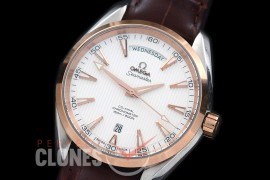 0 0 OMAT41DD-211L Aqua Terra Day/Date Automtaic SS/RG/LE White A-2836/8602 Mod