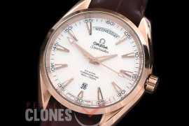 0 0 OMAT41DD-221L Aqua Terra Day/Date Automtaic RG/LE White A-2836/8602 Mod