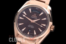 0 0 OMAT41DD-223 Aqua Terra Day/Date Automtaic RG/RG Brown A-2836/8602 Mod
