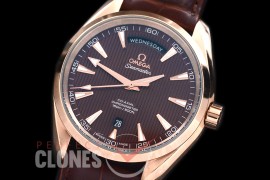 0 0 OMAT41DD-223L Aqua Terra Day/Date Automtaic RG/LE Brown A-2836/8602 Mod
