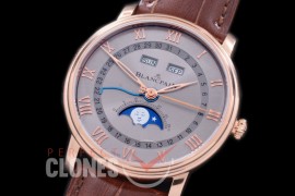 0 0 0 BP-VL-028 Villeret Calender Moonphase RG/LE Grey Miyota 9100 Mod to Calibre 6654