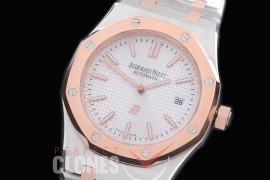 AP15202-121 Royal Oak Jumbo Automatic 15202 SS/RG White Asian 2813 