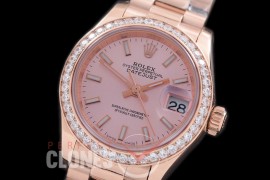 R28DJR-615D 279135RBR Datejust Ladies 28mm Fluted/President RG/RG Rose Sticks ETA 2671