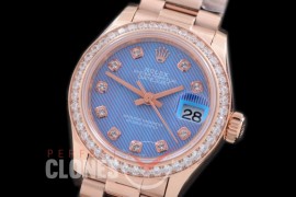 R28DJR-605D 279135RBR Datejust Ladies 28mm Fluted/President RG/RG Blue Diamond ETA 2671