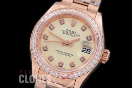 R28DJR-602D 279135RBR Datejust Ladies 28mm Fluted/President RG/RG Metallic Yellow Diamond ETA 2671