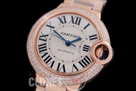 0 0 CARBA-33-231SD V6F Ballon de Cartier Midsize 33 RG/RG White Miyota NL05 Mod to Cali 076