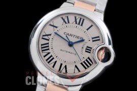 0 0 CARBA-33-216S V6F Ballon de Cartier Midsize 33 SS/RG White Miyota NL05 Mod to Cali 076