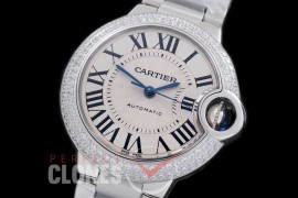 0 0 CARBA-33-201SD V6F Ballon de Cartier Midsize 33 SS/SS White Miyota NL05 Mod to Cali 076