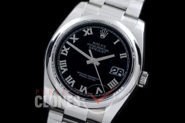 R36DJS-812 ARF/JF 116200 SS/SS Smooth/Oyster Black Roman SH 3135 904L Steel 