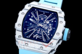 RM012-01-123 RM012 Tourbillon White/Blue NTPT/RU Black Skeleton Customized Movt