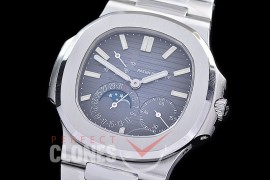 PP-5712-003S PPF V2 Nautilus 5712/1A Date/Moon Phase Power Reserve SS/SS Blue Asian Clone Calibre 320 PS IRM C LU 